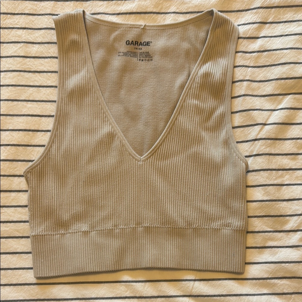 Garage Tan Ribbed Women's Top